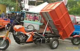 Motor Roda 3 Bak Sampah + Hidrolik Otomatis