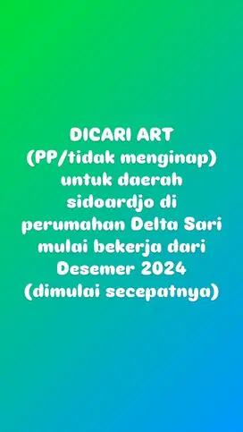 LOWONGAN ART (Kab Sidoardjo, Delta Sari Baru)