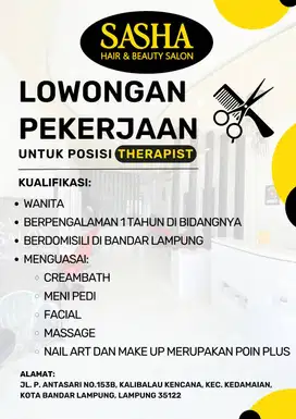 Lowongan Pekerjaan Therapist Salon