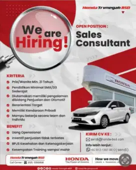 Sales Consultant Mobil Honda