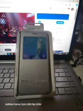 Flip Cover Original Samsung S6 Edge Plus Warna Silver, 90%