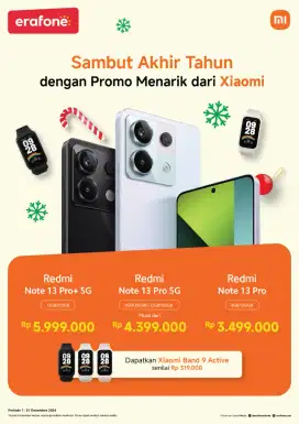 Redmi Note 13 Pro 5G Free Xiaomi SmartBand 9 Active (Promo Terbatas)