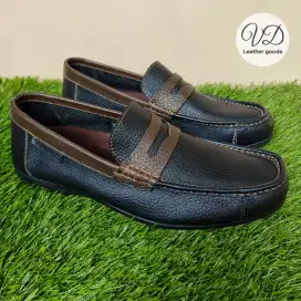 Sepatu pria casual slip on full kulit asli