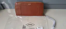 Dompet Fossil Jori Zip Clutch medium brown NWT