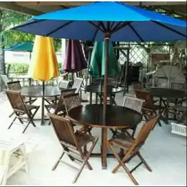 meja makan outdoor,bangku taman,kursi cafe,kursi payung,payung jati