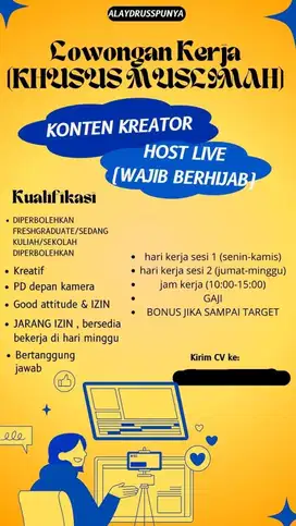 LOWONGAN KERJA STAFF ADMIN&HOST LIVE