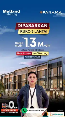 new ruko panama ,metland cibitung , langsung di main boulevard