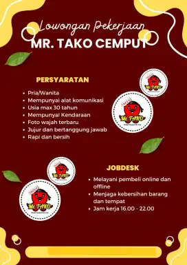 Lowongan Pekerjaan Mr. Tako Cemput