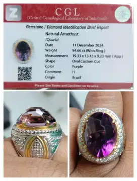 Cincin Batu Amethyst Air Merah