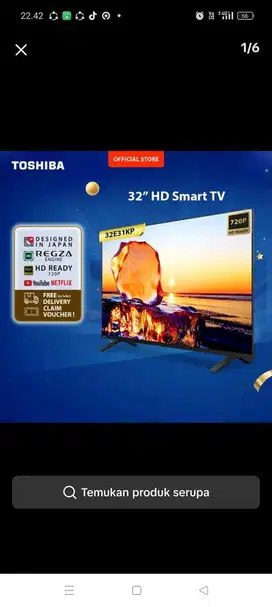 TV smart TOSHIBA 32in baru bonus breket