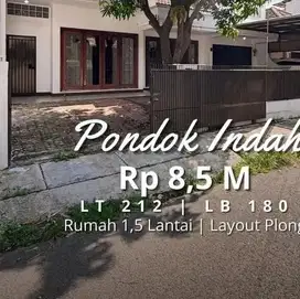 JUAL MURAH Rumah Pondok Indah BANGUNAN 1,5 LANTAI, LAYOUT PLONG