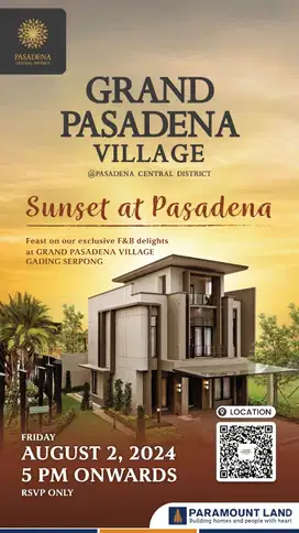 PASADENA VILLAGE GADING SERPONG RUMAH CLUSTER BARU 3 LANTAI