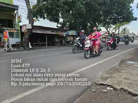 Tanah pinggir jalan raya pasar cerme gresik