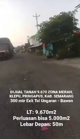 DIJUAL TANAH ZONA INDUSTRI KLEPU, PRINGAPUS SEMARANG