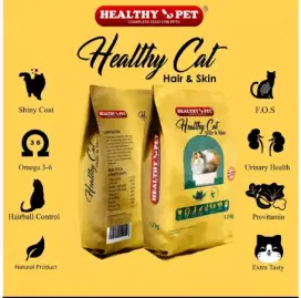 Makanan kucing, dry food 1.2kg fresh pack healthy cat hair & skin