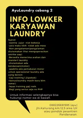 Butuh karyawan Laundry