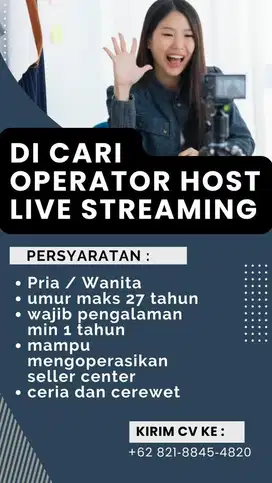 DI BUTUHKAN OPERATOR HOST LIVE STREAMING