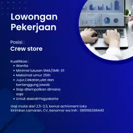 Lowongan Pekerjaan Crew Store