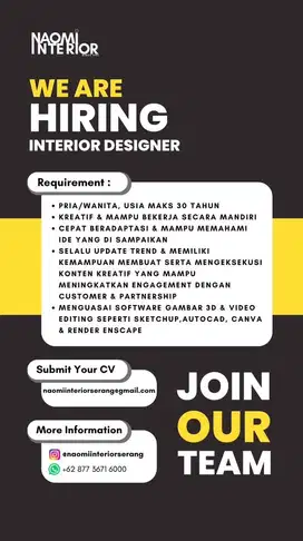 LOWONGAN KERJA INTERIOR DESIGNER