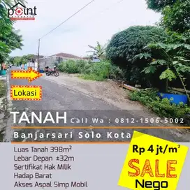 Tanah Ideal 398m² Siap Bangun Banjarsari Solo