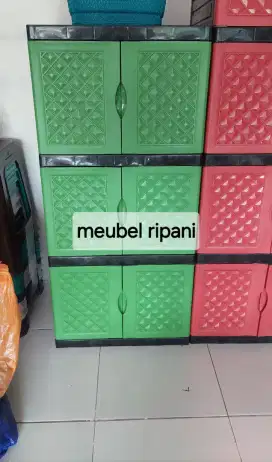 Lemari plastik 3susun rak warna hijau