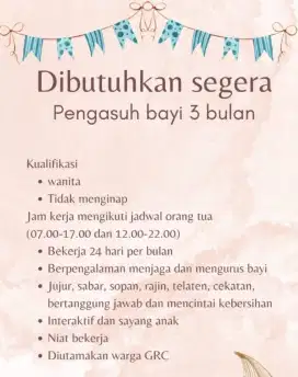 Pengasuh bayi 3 bulan