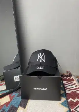 Topi Baseball MLB Caps New Era Hat Logo NY Bordir Black n White