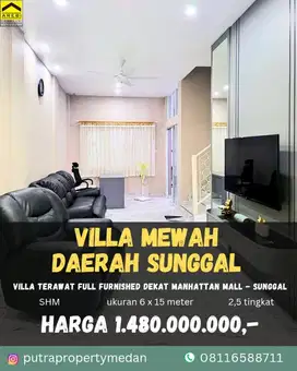 DIJUAL VILLA MEWAH FULL FURNISHED DAERAH SUNGGAL