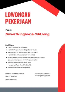 Loker driver truck untuk wilayah tanggerang