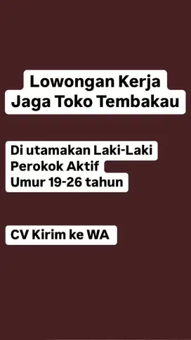 Lowongan Kerja Jaga Toko