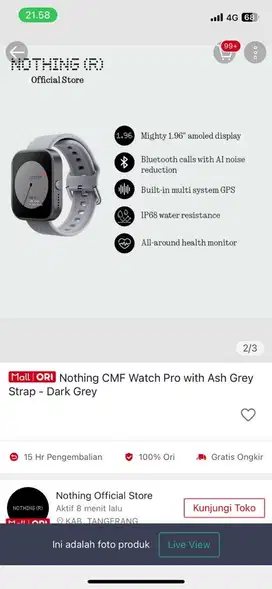 Nothing CMF Watch Pro with Ash Grey Strap - Dark Grey