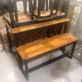 Bangku kayu Meja kayu kantin , cafe, resto lengkap