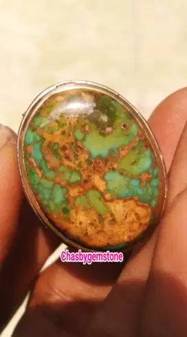 Cincin Pirus Persia serat kura-Pirus Persia motif gambar serat kura