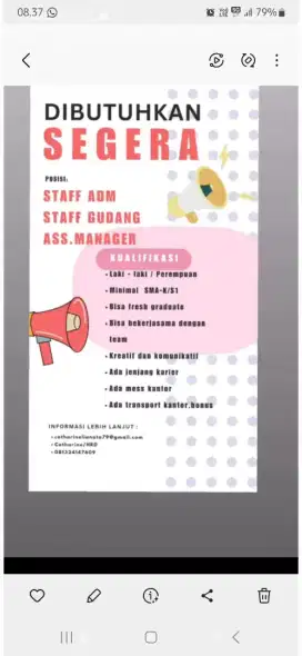 Staff administrasi,asisten manager