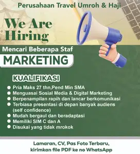 Dibutuhkan segera Staff Marketing