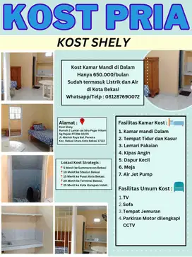 Kost cowok (650RB air&Listrik) Kontrakan 3 petak 750RB di Kota Bekasi