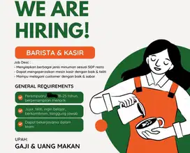 Lowongan kerja untuk Barista & Kasir (Perempuan)