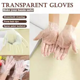 Sarung Tangan Plastik 1Pack isi 100pcs Disposable Gloves Transparan St