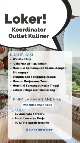 Loker : Koordinator Outlet Kuliner