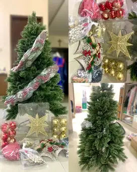 Set Pohon Natal dan Dekorasinya. Komplit, Tebal, Harga Nego
