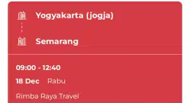 Tiket Travel Jogja - Semarang 18 Des 2024