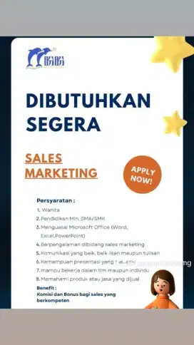 Sales marketing wanita/pria max 35thn