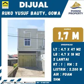 DIJUAL RUKO 2 LANTAI JALAN YUSUF BAUTY GOWA AREA RAMAI