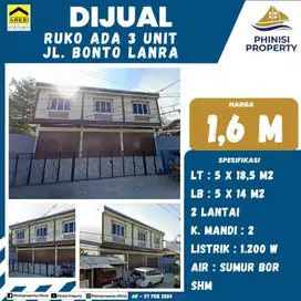 DIJUAL RUKO ADA 3 UNIT DI JALAN BONTO LANRA AREA RAMAI