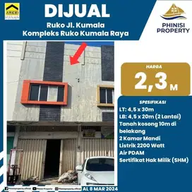 DIJUAL RUKO 2 LANTAI DI JALAN KUMALA KOMPLEKS RUKO KUMALA RAYA