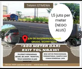 Tanah super strategis hanya 500 meter dari exit tol Ngawi