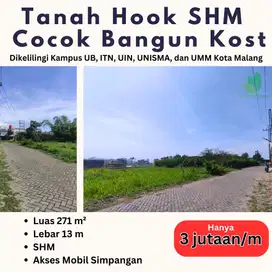 Tanah Hook SHM Cocok Bangun Kost Kota Malang