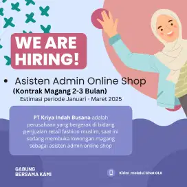 Lowongan Magang Asisten Admin Online Shop PT Kriya Indah Busana