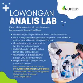 LOWONGAN ANALIS LAB PABRIK PAKAN TERNAK