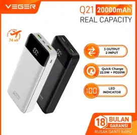 Power Bank Veger 20.000mAh Qc Power Delivery 20W